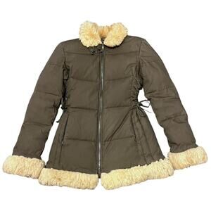 Y2K Express Lace Up Fur Trim Puffer Jacket